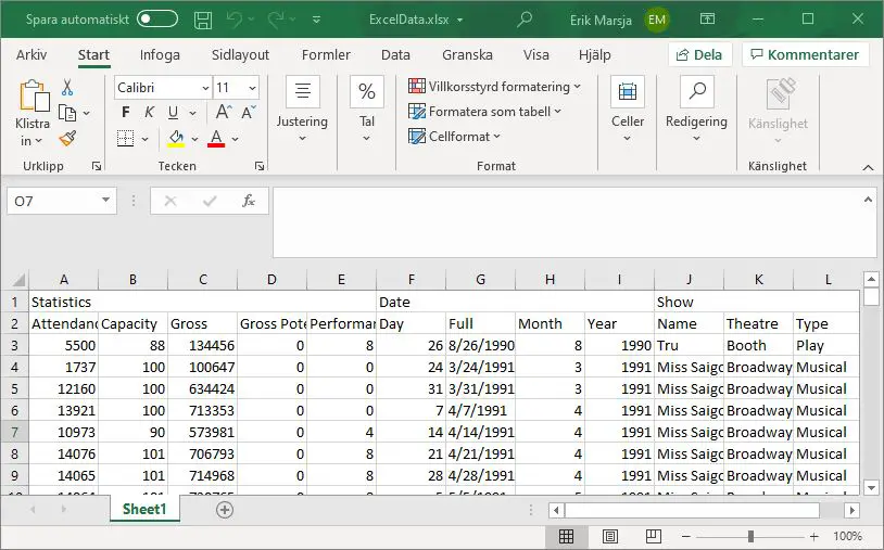 export excel to json