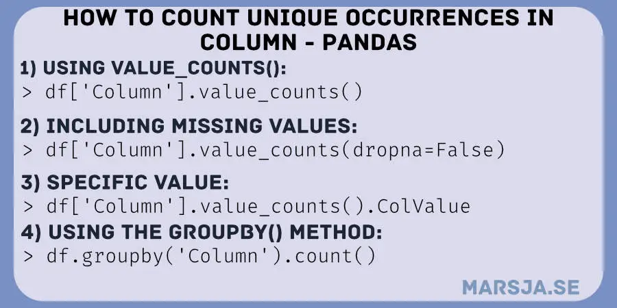 Pandas Count Occurrences In Column I e Unique Values