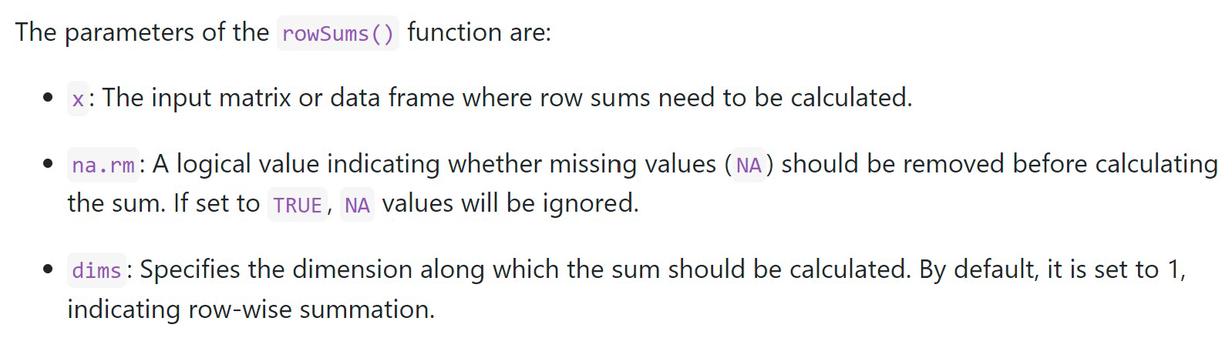 r rowsums function